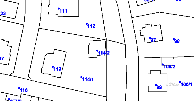 Parcela st. 114/2 v KÚ Rochlice u Liberce, Katastrální mapa