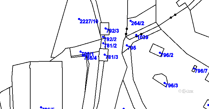 Parcela st. 781/3 v KÚ Rochlice u Liberce, Katastrální mapa
