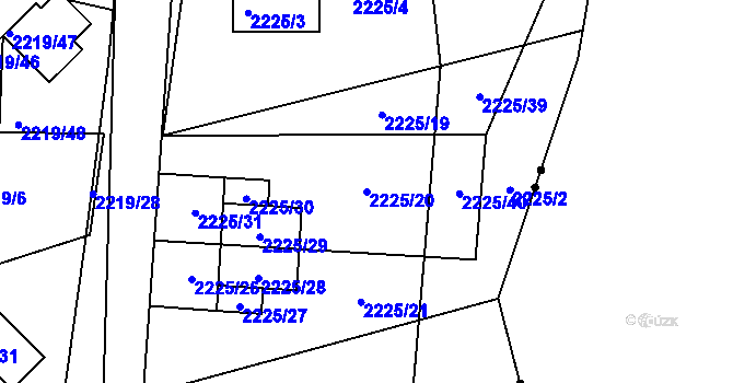Parcela st. 2225/20 v KÚ Rochlice u Liberce, Katastrální mapa