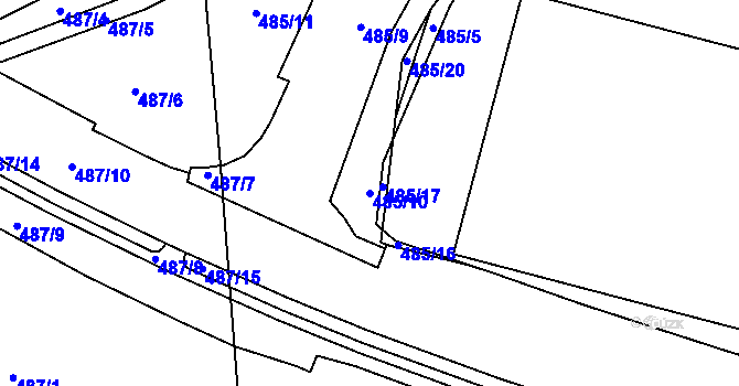 Parcela st. 485/10 v KÚ Rochlice u Liberce, Katastrální mapa