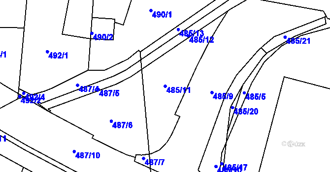 Parcela st. 485/11 v KÚ Rochlice u Liberce, Katastrální mapa