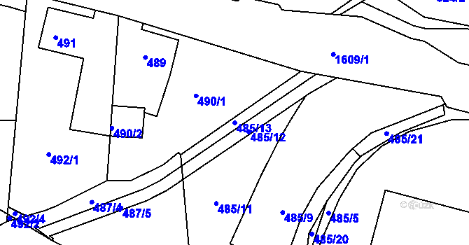 Parcela st. 485/13 v KÚ Rochlice u Liberce, Katastrální mapa