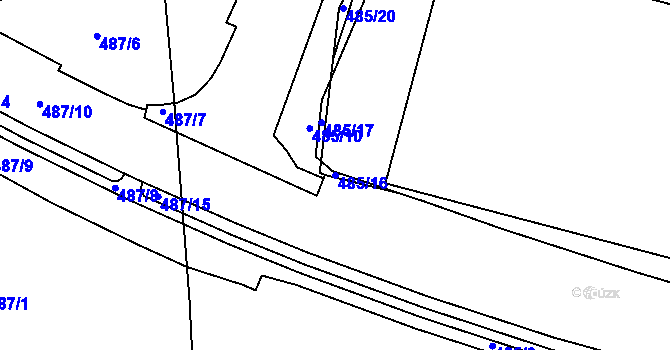 Parcela st. 485/16 v KÚ Rochlice u Liberce, Katastrální mapa
