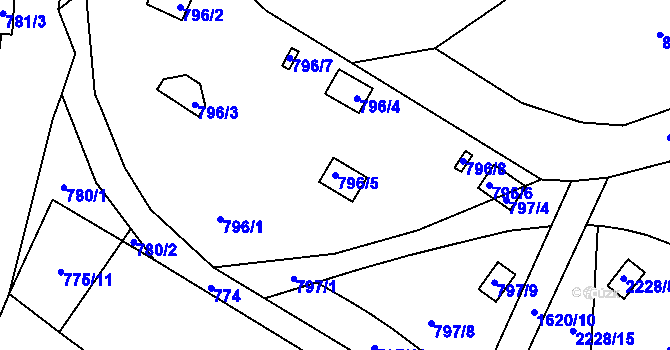 Parcela st. 796/5 v KÚ Rochlice u Liberce, Katastrální mapa