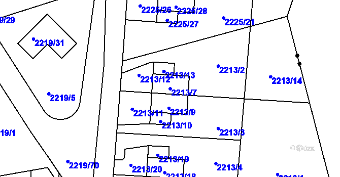 Parcela st. 2213/7 v KÚ Rochlice u Liberce, Katastrální mapa