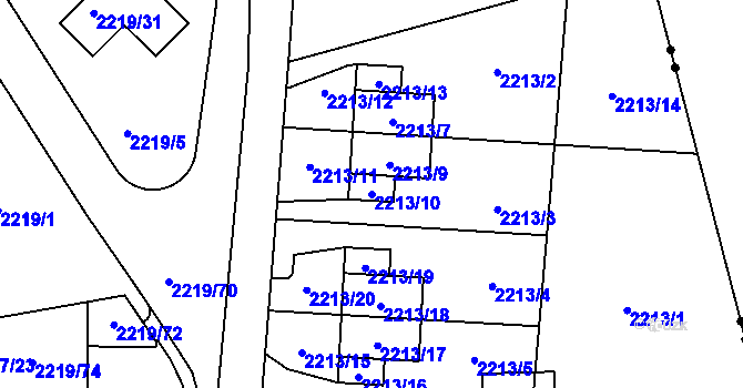 Parcela st. 2213/10 v KÚ Rochlice u Liberce, Katastrální mapa