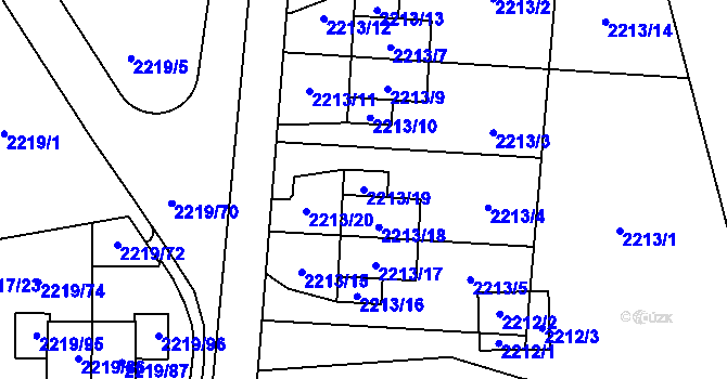 Parcela st. 2213/19 v KÚ Rochlice u Liberce, Katastrální mapa