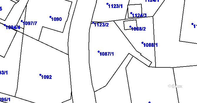 Parcela st. 1087/1 v KÚ Rochlice u Liberce, Katastrální mapa