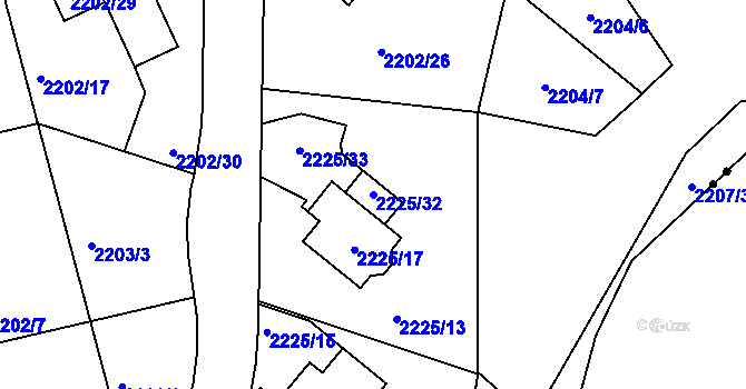 Parcela st. 2225/32 v KÚ Rochlice u Liberce, Katastrální mapa