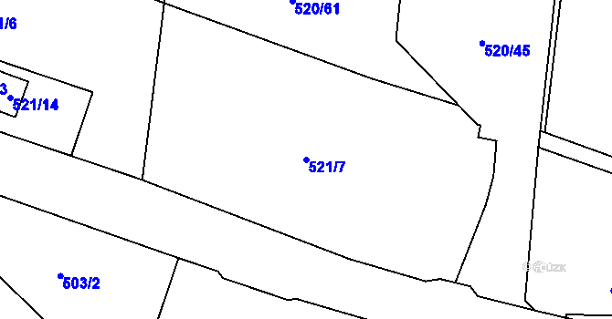 Parcela st. 521/7 v KÚ Rochlice u Liberce, Katastrální mapa
