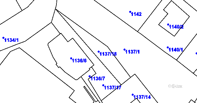 Parcela st. 1137/18 v KÚ Rochlice u Liberce, Katastrální mapa