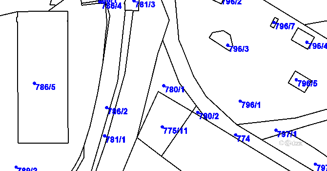 Parcela st. 780/1 v KÚ Rochlice u Liberce, Katastrální mapa