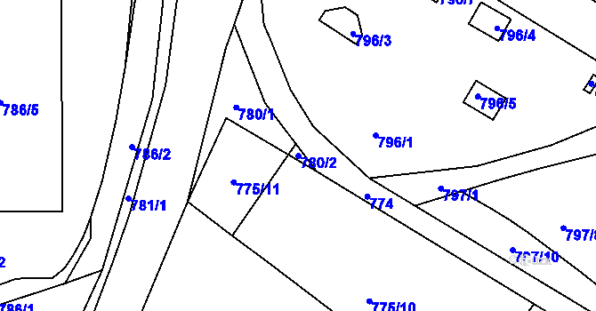 Parcela st. 780/2 v KÚ Rochlice u Liberce, Katastrální mapa