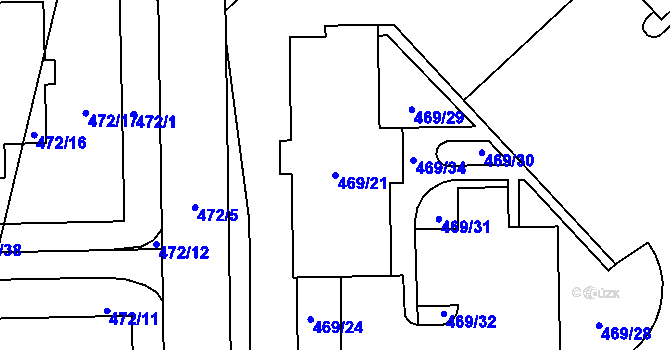 Parcela st. 469/21 v KÚ Rochlice u Liberce, Katastrální mapa