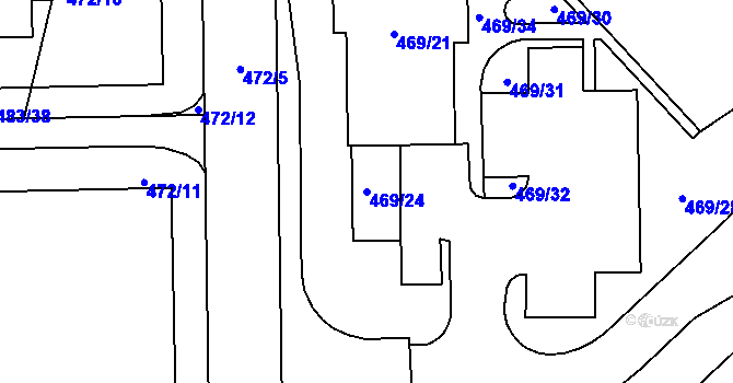 Parcela st. 469/24 v KÚ Rochlice u Liberce, Katastrální mapa