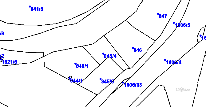 Parcela st. 845/4 v KÚ Rochlice u Liberce, Katastrální mapa