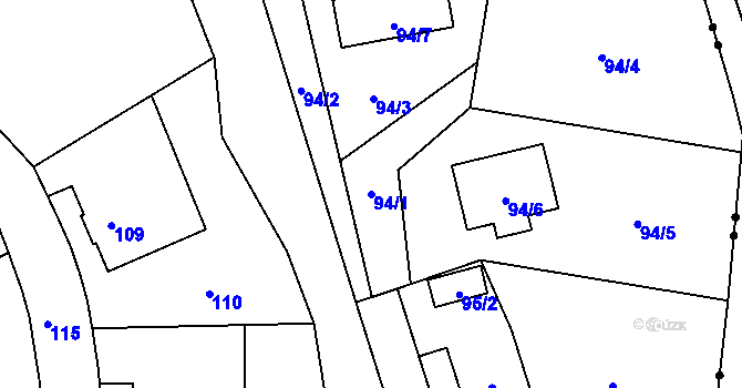 Parcela st. 94/1 v KÚ Rochlice u Liberce, Katastrální mapa