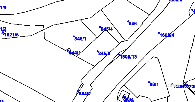 Parcela st. 845/5 v KÚ Rochlice u Liberce, Katastrální mapa