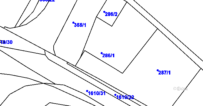 Parcela st. 286/1 v KÚ Rochlice u Liberce, Katastrální mapa