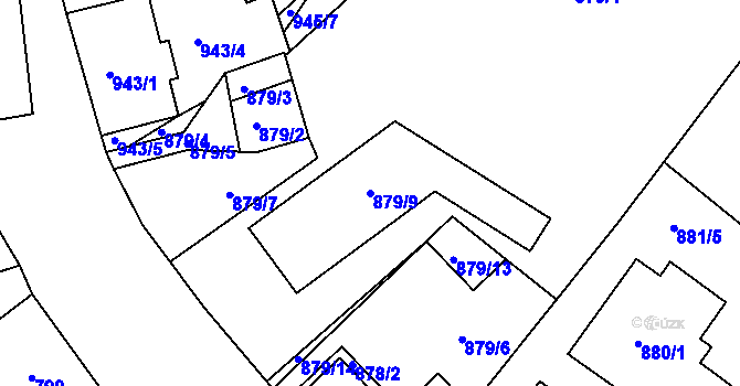 Parcela st. 879/9 v KÚ Rochlice u Liberce, Katastrální mapa