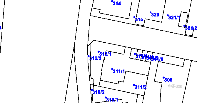 Parcela st. 312/1 v KÚ Rochlice u Liberce, Katastrální mapa