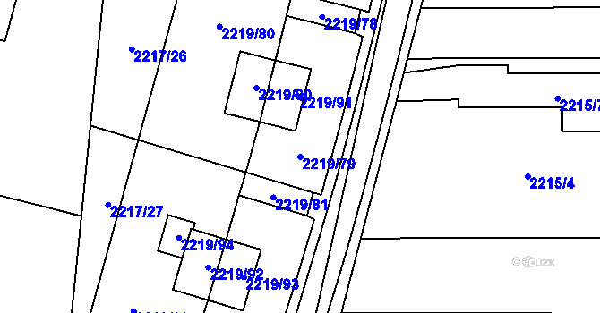 Parcela st. 2219/79 v KÚ Rochlice u Liberce, Katastrální mapa