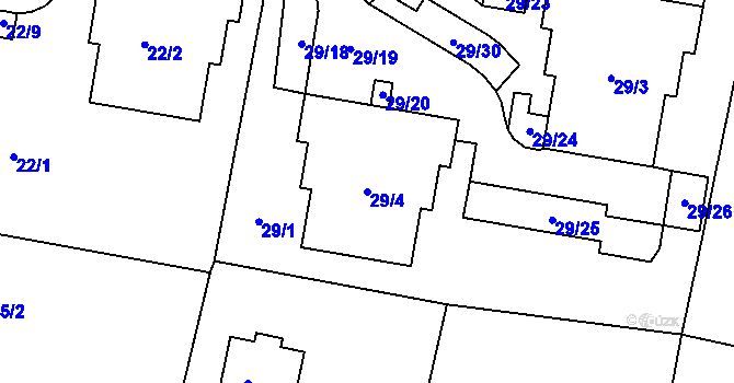 Parcela st. 29/4 v KÚ Rochlice u Liberce, Katastrální mapa