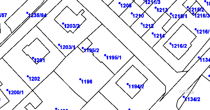 Parcela st. 1195/1 v KÚ Rochlice u Liberce, Katastrální mapa