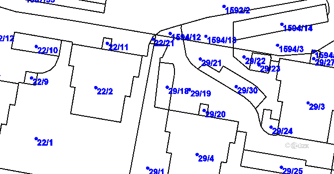 Parcela st. 29/18 v KÚ Rochlice u Liberce, Katastrální mapa