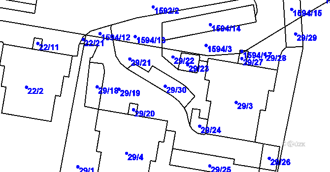 Parcela st. 29/30 v KÚ Rochlice u Liberce, Katastrální mapa