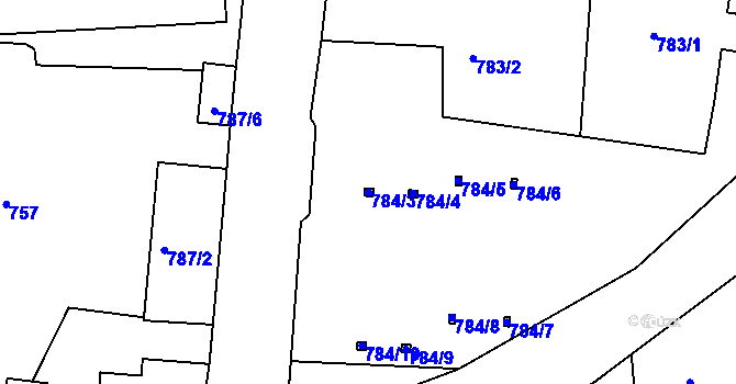 Parcela st. 784/3 v KÚ Rochlice u Liberce, Katastrální mapa
