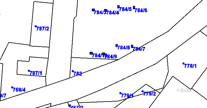 Parcela st. 784/9 v KÚ Rochlice u Liberce, Katastrální mapa