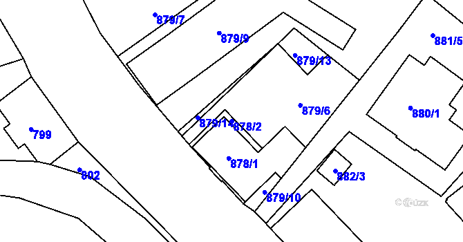 Parcela st. 878/2 v KÚ Rochlice u Liberce, Katastrální mapa