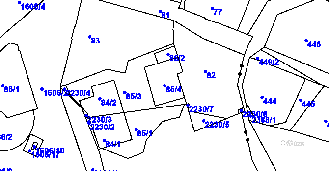 Parcela st. 85/4 v KÚ Rochlice u Liberce, Katastrální mapa