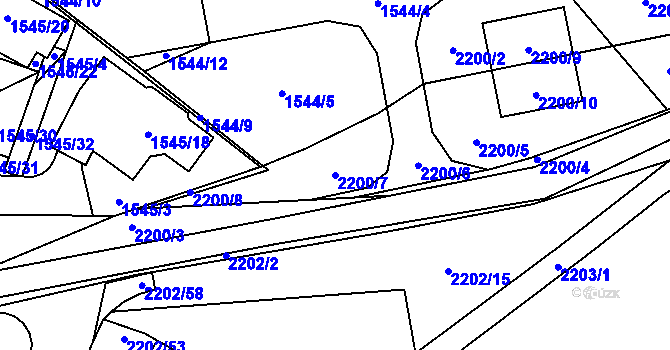 Parcela st. 2200/7 v KÚ Rochlice u Liberce, Katastrální mapa