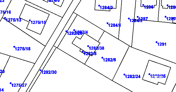 Parcela st. 1282/38 v KÚ Rochlice u Liberce, Katastrální mapa