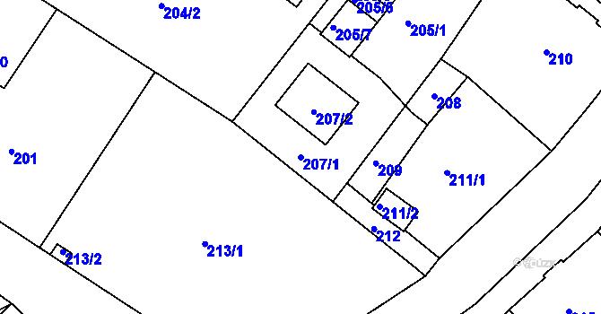 Parcela st. 207/1 v KÚ Rochlice u Liberce, Katastrální mapa