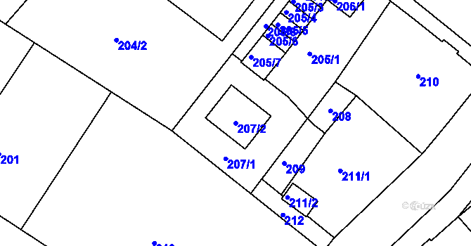 Parcela st. 207/2 v KÚ Rochlice u Liberce, Katastrální mapa