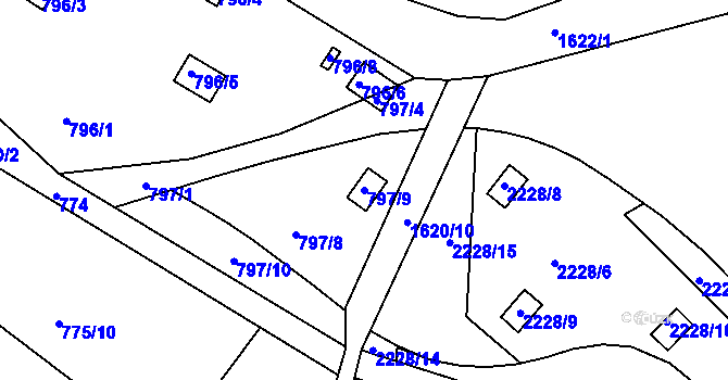 Parcela st. 797/9 v KÚ Rochlice u Liberce, Katastrální mapa