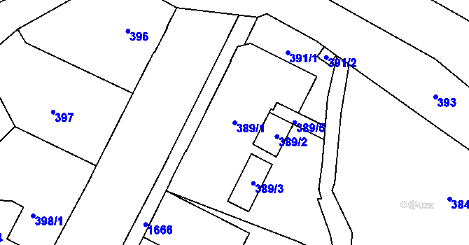 Parcela st. 389/1 v KÚ Rochlice u Liberce, Katastrální mapa