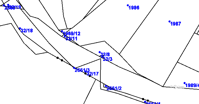 Parcela st. 32/8 v KÚ Starý Harcov, Katastrální mapa