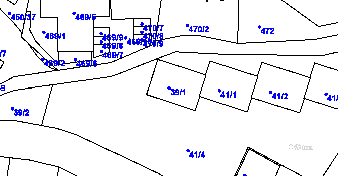 Parcela st. 39/1 v KÚ Starý Harcov, Katastrální mapa