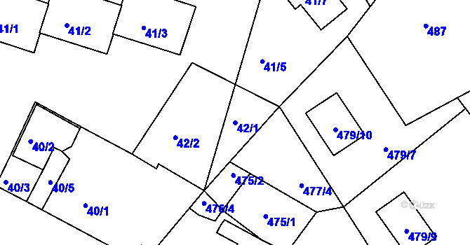 Parcela st. 42/1 v KÚ Starý Harcov, Katastrální mapa