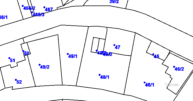 Parcela st. 48/2 v KÚ Starý Harcov, Katastrální mapa