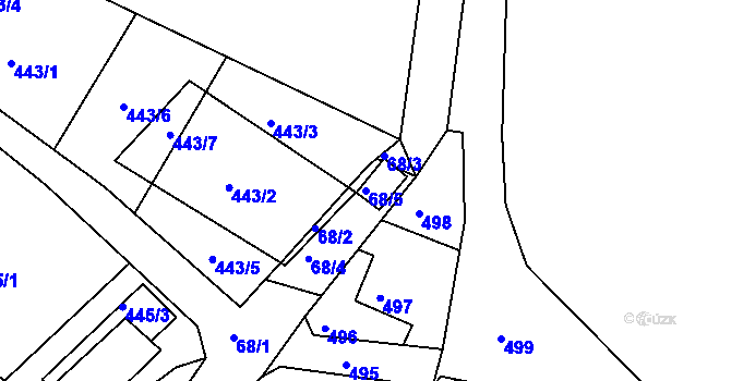 Parcela st. 68/5 v KÚ Starý Harcov, Katastrální mapa