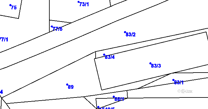 Parcela st. 83/4 v KÚ Starý Harcov, Katastrální mapa