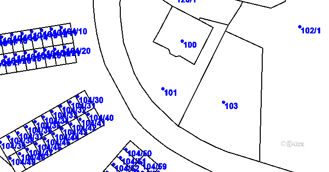 Parcela st. 101 v KÚ Starý Harcov, Katastrální mapa