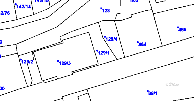Parcela st. 129/1 v KÚ Starý Harcov, Katastrální mapa
