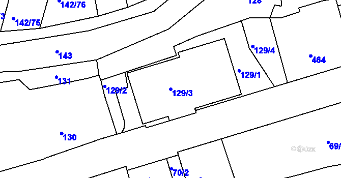 Parcela st. 129/3 v KÚ Starý Harcov, Katastrální mapa