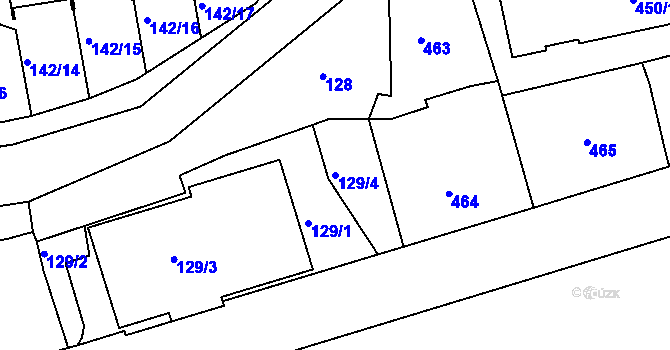 Parcela st. 129/4 v KÚ Starý Harcov, Katastrální mapa